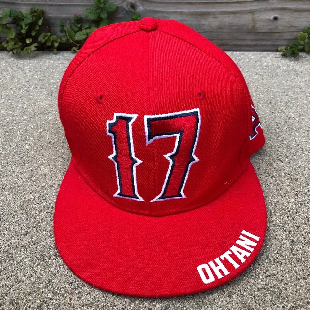 SIXTH MAN #17 Shohei Ohtani Anaheim Angels Snapback Hat Men's Red Adjustable Cap